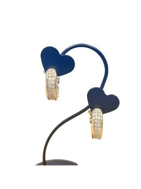 Dior Half Hoop Earrings Rhinestone Gold